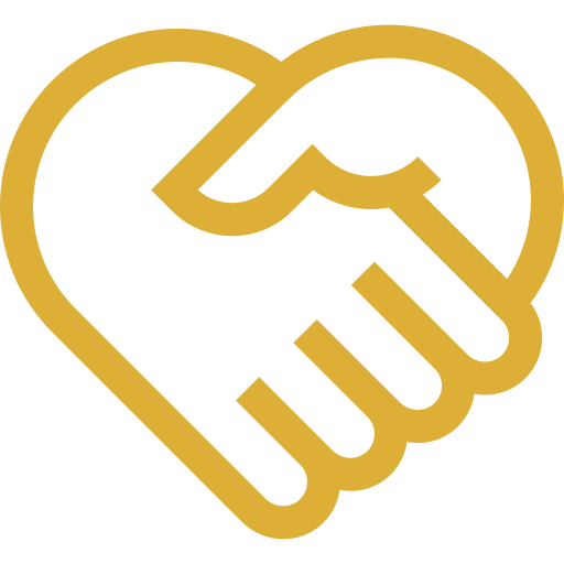 A stylized gold outline of two hands shaking, forming the shape of a heart against a light background—perfect for showcasing trust when you want to sell your house fast to a reliable cash buyer.